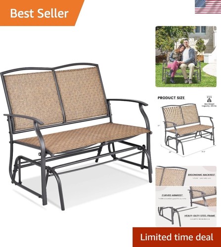 Brown steel frame glider bench - brown,