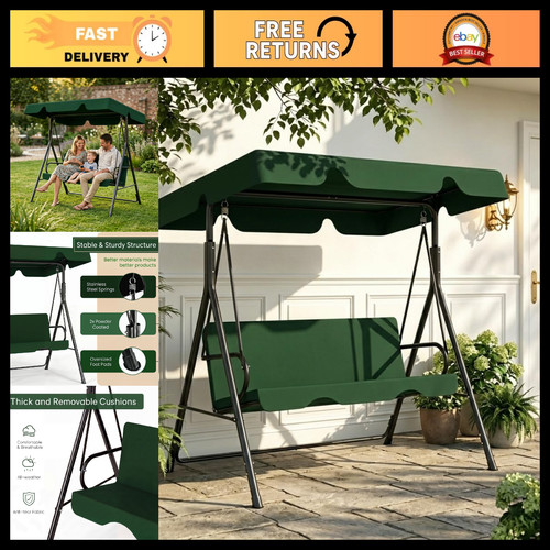 Green person patio swing - green, 3-person